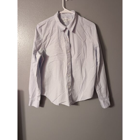 Calvin Klein Blue Classic Fit Button Up Shirt Women's L Long Sleeve - Picture 2 of 7